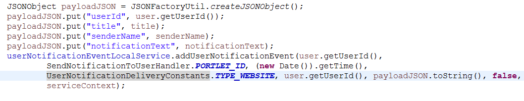 Add notifications information in database table