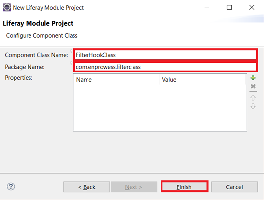 Configure hook properties