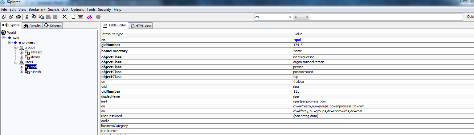 Structure in OpenLDAP.