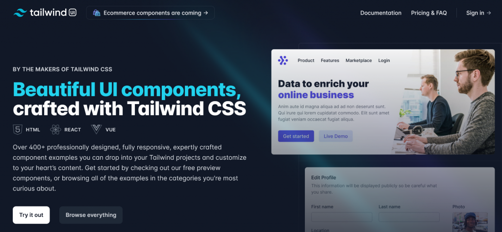 React Libraries - Tailwind UI